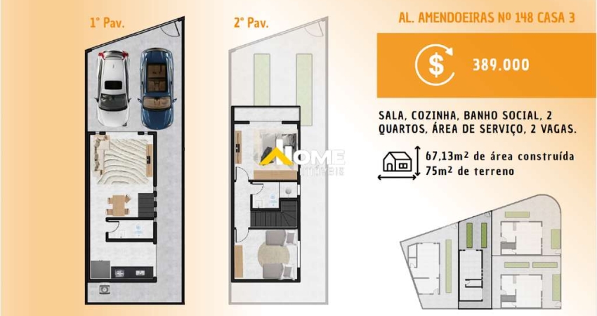 Casa à venda, 2 quartos, 2 vagas, Masterville - Sarzedo/MG