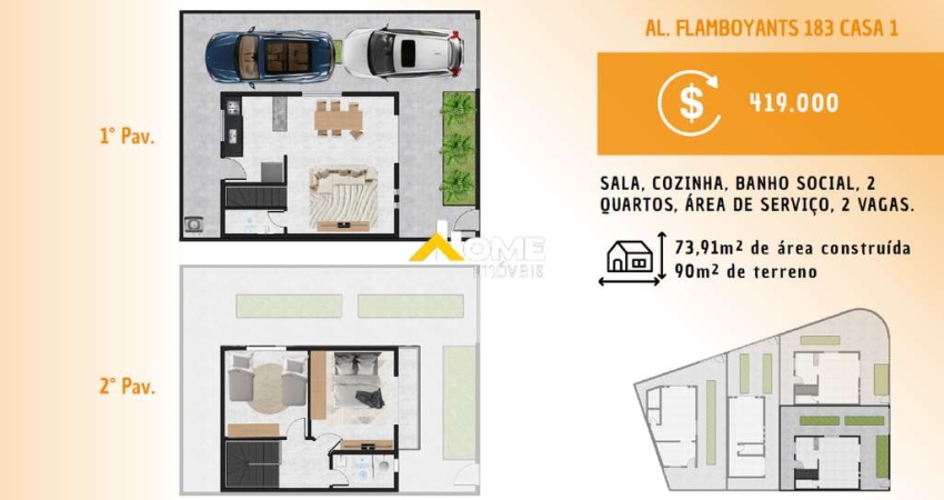 Casa à venda, 2 quartos, 2 vagas, Masterville - Sarzedo/MG