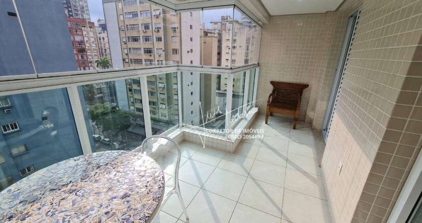 Apartamento com 1 dormitório para alugar, 49 m² por R$ 5.200,00/mês - Gonzaga - Santos/SP