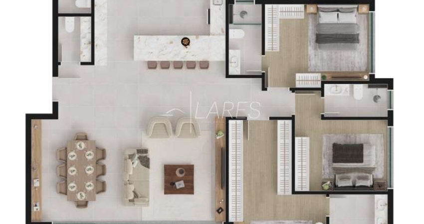 Apartamento com 187 m², 3 quartos sendo 3 suítes à venda no bairro Cabral.
