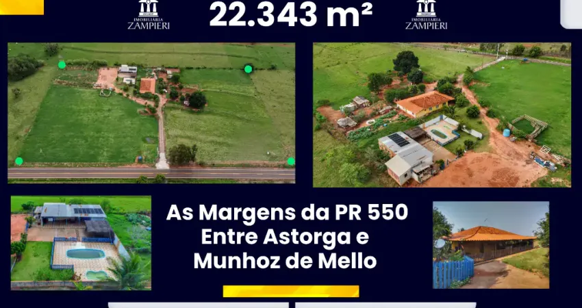 Linda Chácara de 22.343 m² em Iguaraçu, na PR 550 a 35 minutos de Maringá.