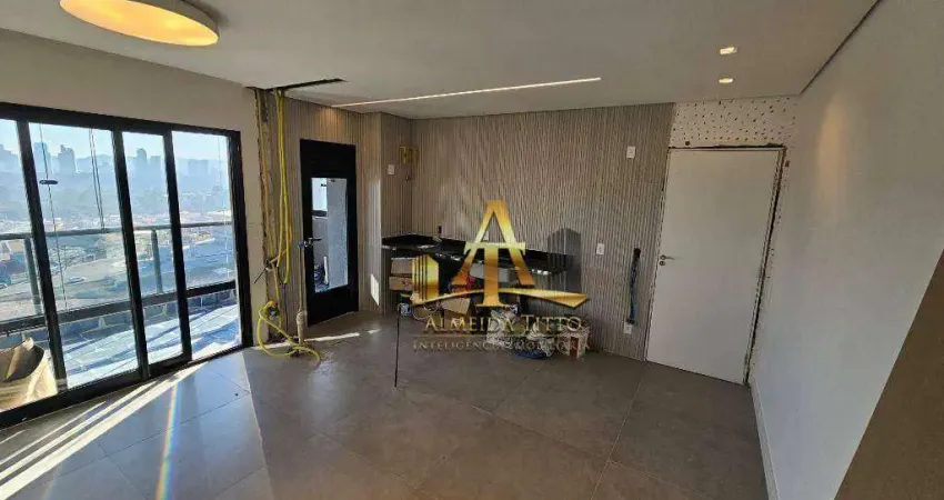 Apartamento à venda no Condomínio Mônaco Bethaville, unidade fica em andar alto e tem vista para a Rodovia Castello Branco.