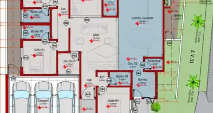 Casa em condomínio fechado com 4 quartos à venda no Residencial Tamboré, Bauru