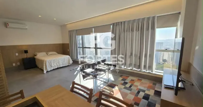 Apartamento studio mobiliado com 47m² sendo 1 quarto suíte, com armário e ar condicionado, no condomínio le monde parc, próximo do ribeirão shopping e hospital unimed;