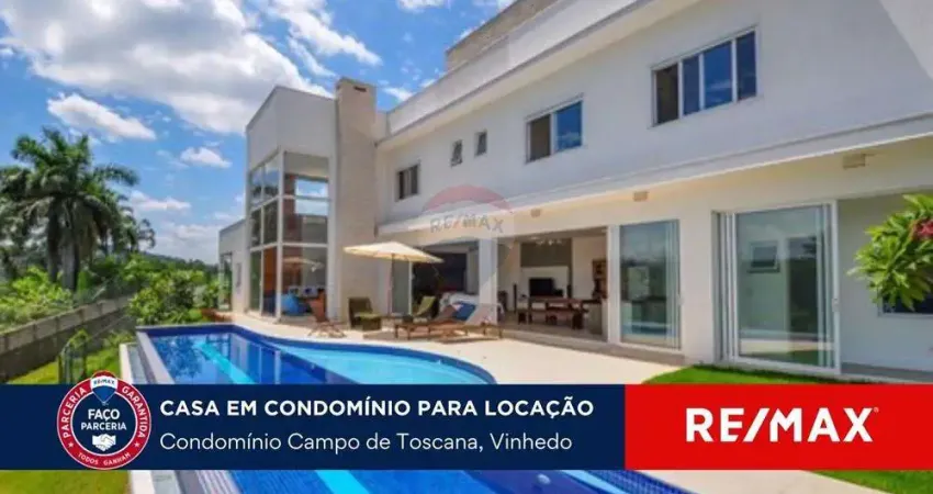 Aluga-se no Campo de Toscana, casa com 4 suítes, escritório, piscina e área gourmet.