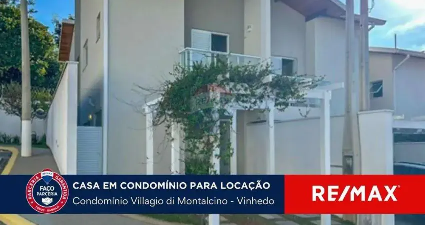 Aluga-se casa com 3 dormitórios, 1 suíte, 2 vagas de garagem e área verde - Condomínio Villagio di Montalcino