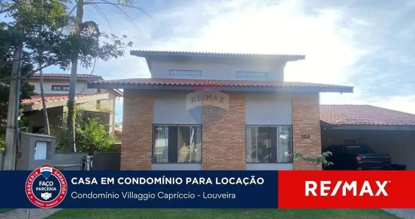 Aluga-se casa com 3 dormitórios, 1 suíte e piscina no condomínio Villaggio Capriccio - Louveira