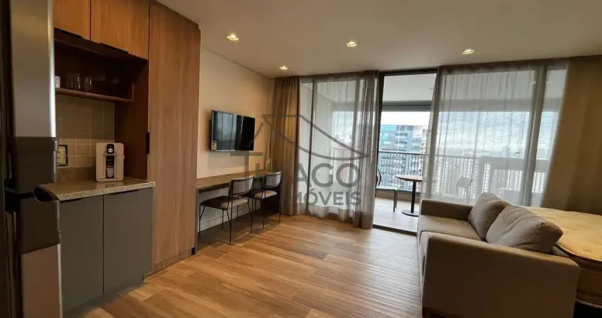 Studio novo com sacada e mobiliado de 41m² para locação, localizado no bairro do Tatuapé, São Paulo