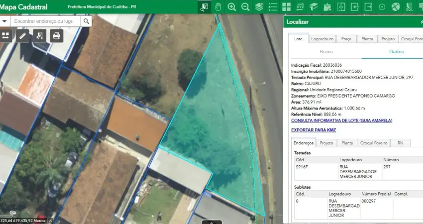Terreno à venda na Rua Desembargador Mercer Júnior, 297, Cajuru, Curitiba