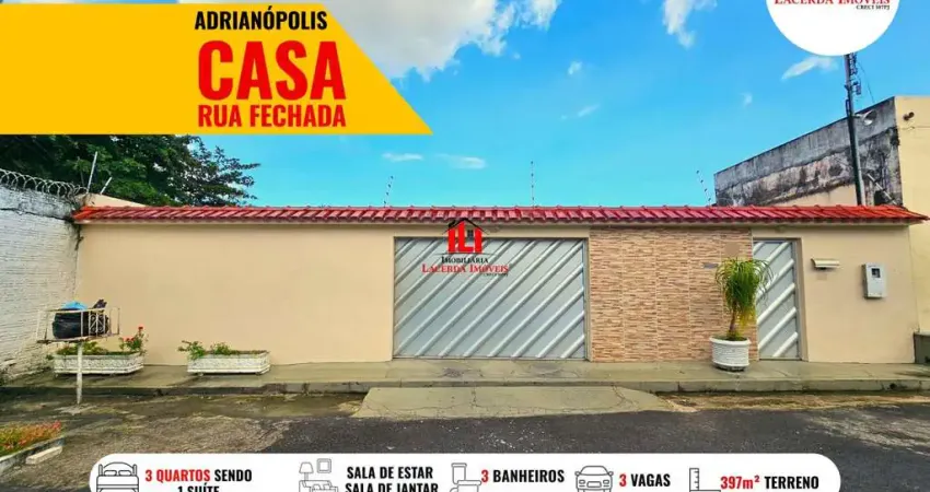 Casa para Venda em Manaus, Adrianópolis, 3 dormitórios, 1 suíte, 3 banheiros