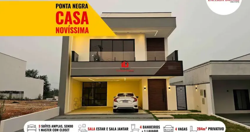 Casa em condomínio para venda em manaus, ponta negra, 3 dormitórios, 3 suítes, 4 banheiros, 4 vagas
