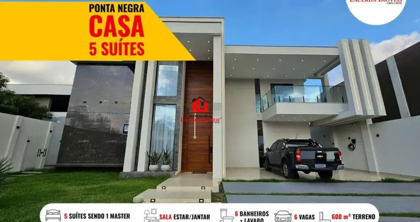 Casa em condomínio para venda em manaus, ponta negra, 5 dormitórios, 5 suítes, 6 banheiros, 5 vagas