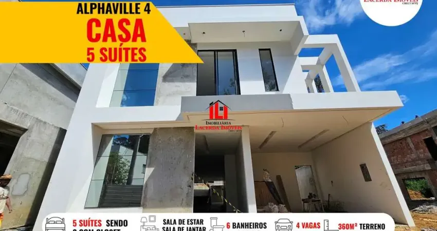 Casa em condomínio para venda em manaus, ponta negra, 5 dormitórios, 5 suítes, 6 banheiros, 4 vagas