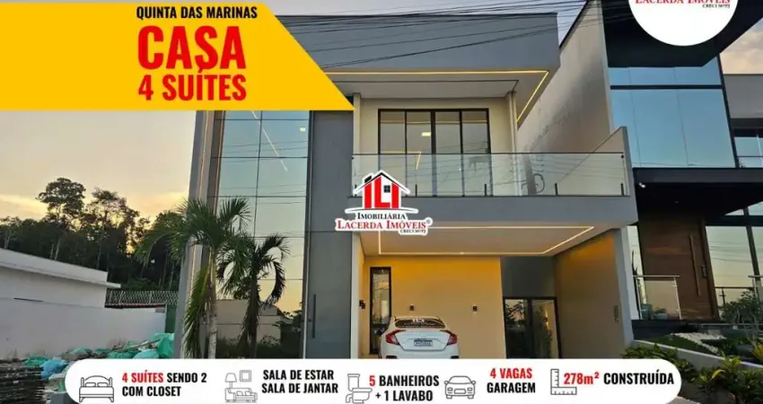 Casa em condomínio para venda em manaus, ponta negra, 4 dormitórios, 4 suítes, 5 banheiros, 4 vagas