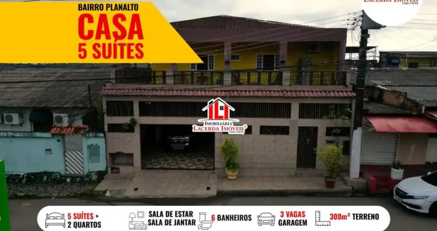 Casa para venda em manaus, planalto, 5 dormitórios, 5 suítes, 6 banheiros, 3 vagas