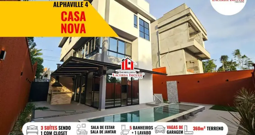 Casa em condomínio para venda em manaus, ponta negra, 4 dormitórios, 4 suítes, 5 banheiros, 4 vagas