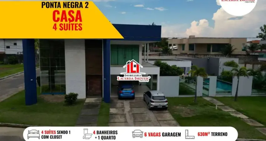 Casa em condomínio para venda em manaus, ponta negra, 4 dormitórios, 4 suítes, 6 banheiros, 4 vagas