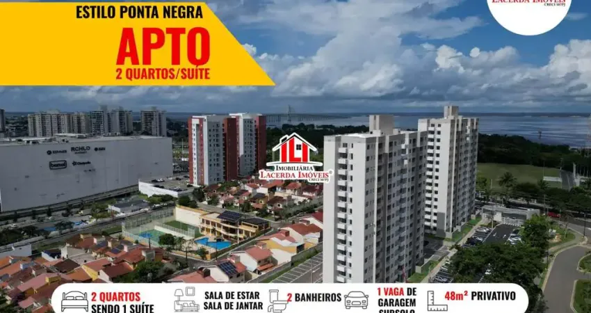 Apartamento para locação em manaus, ponta negra, 2 dormitórios, 1 suíte, 2 banheiros, 1 vaga