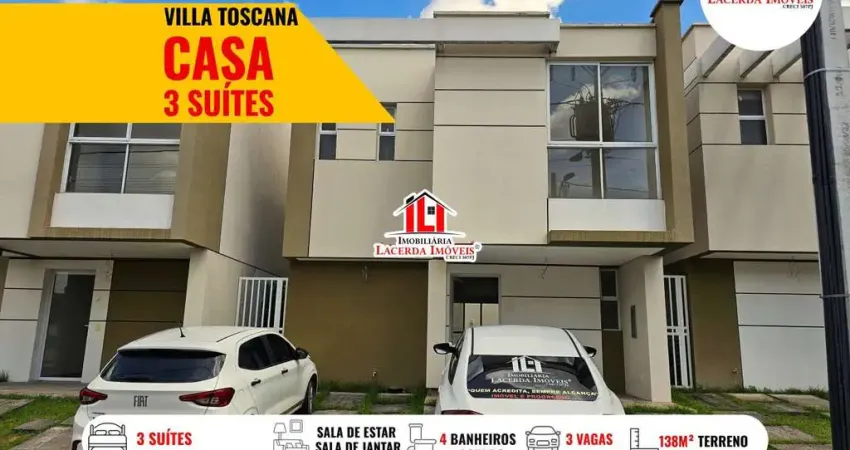 Villa Toscana Residenza, Casa Duplex com 3 suítes, Quintal, use FGTS, banheiro de serviço