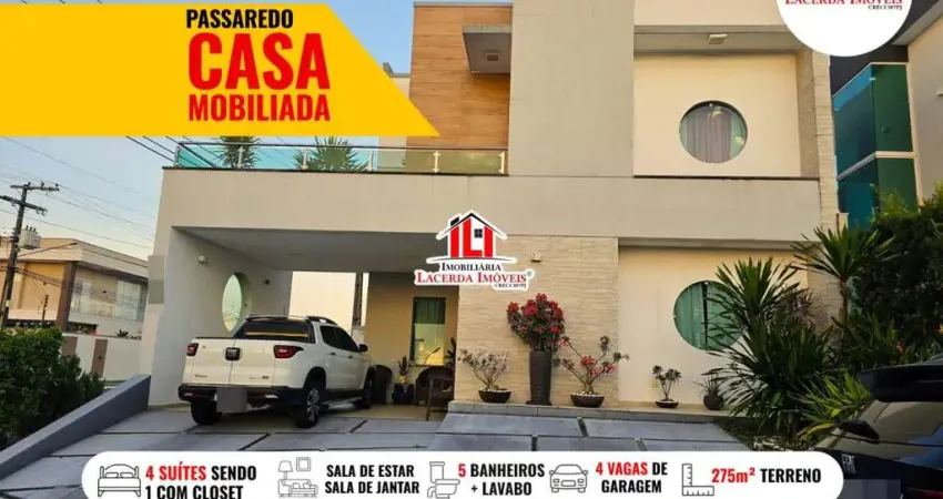 Residencial Passaredo, Casa de Esquina mobiliada com 4 suítes sendo uma com closet