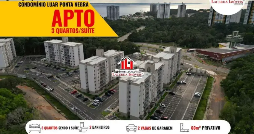 Luar Ponta Negra, 60m², Apartamento 3 quartos com suite para locação, 2 vagas soltas