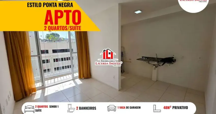 Estilo Ponta Negra, Apartamento com 2 quartos sendo 1 suíte para locação, 1ª moradia