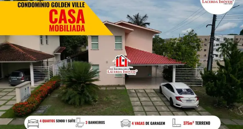 Golden Ville Residencial, MOBILIADA, Casa 4 quartos sendo 1 suite, Piscina, Churrasqueira