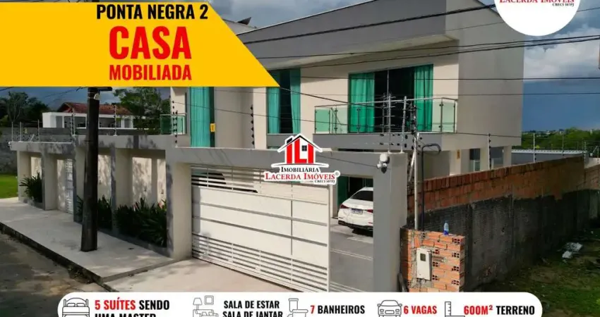 Condomínio Ponta Negra 2, Duplex 5 SUITES, PISCINA, 600m² Edificado, Casa na Ponta Negra