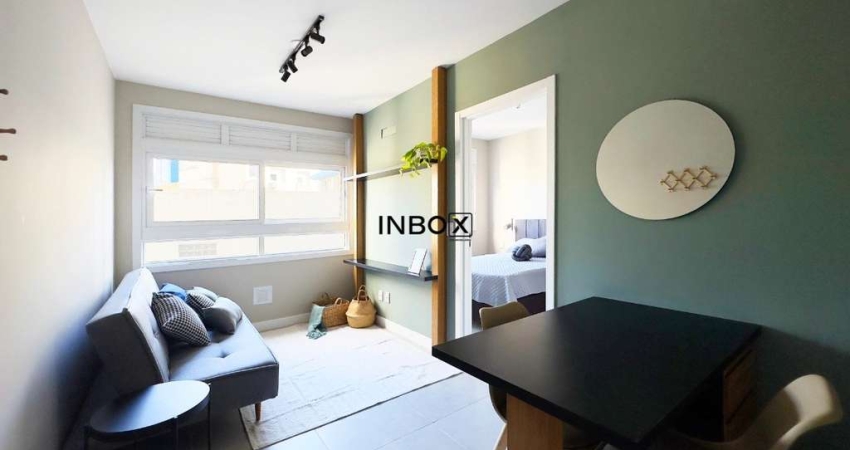 INBOX VENDE apartamento com 1 dormitório, com 30 m² privativos, mobiliado, 1 vaga, no Blend Cidade Baixa, na Av. João Pessoa, em Porto Alegre - RS.