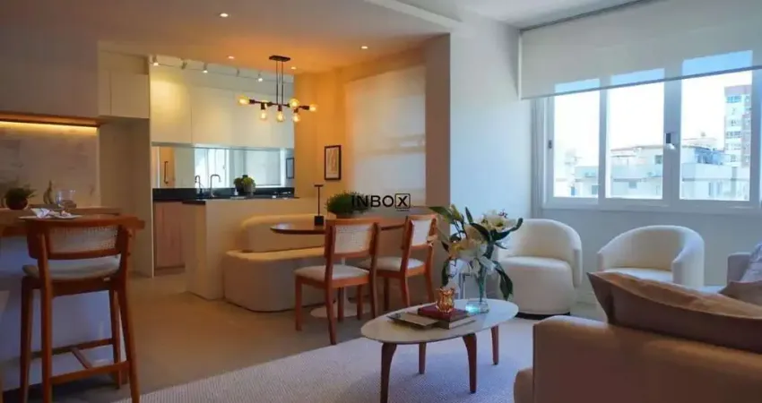 Apartamento mobiliado com dois quartos, ilha gourmet e churrasqueira!