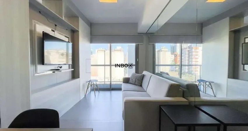 Apartamento de 48m², mobiliado, 1 dormitório, 1 suíte e 1 vaga de garagem