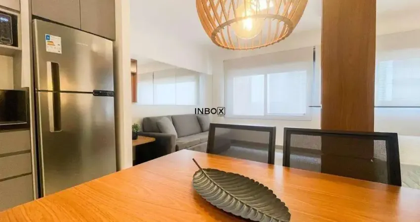 Apartamento loft com 38m² privativos, dormitório integrado, suíte, 1 vaga no hom nilo