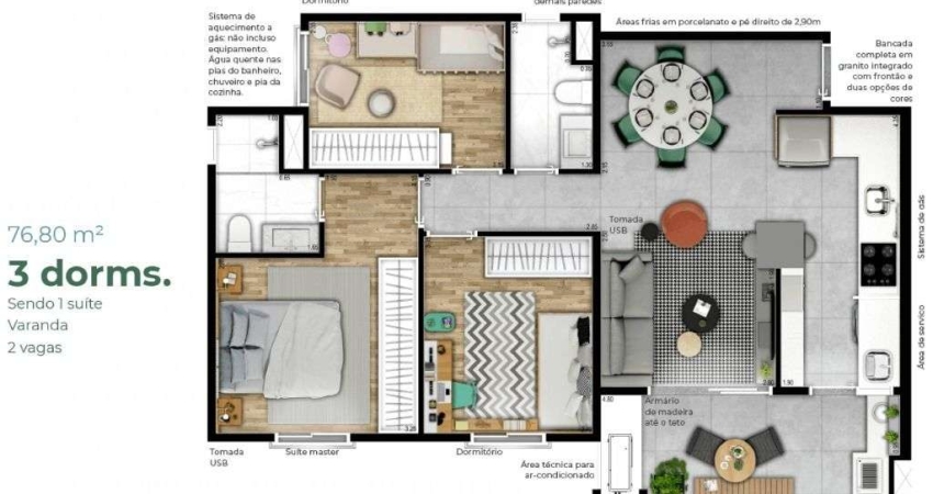 Apartamento com 2 quartos à venda no Swiss Park, Campinas 