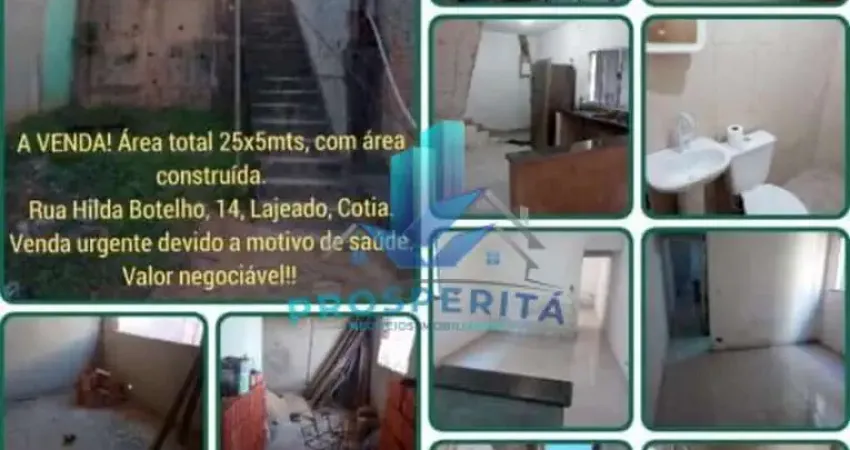 Terreno com casa em construção - 125mts - Bairro Lagedo - Cotia/SP