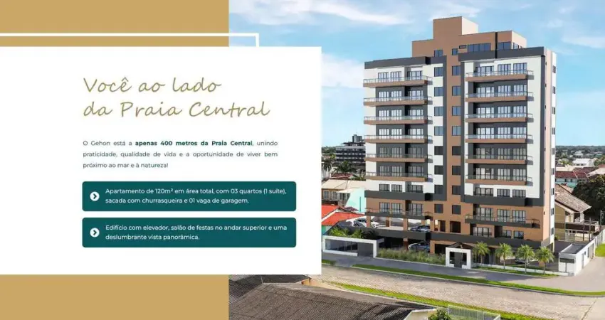 Apartamento em Guaratuba a 400 metros do mar, 3 quartos sendo 1 suíte