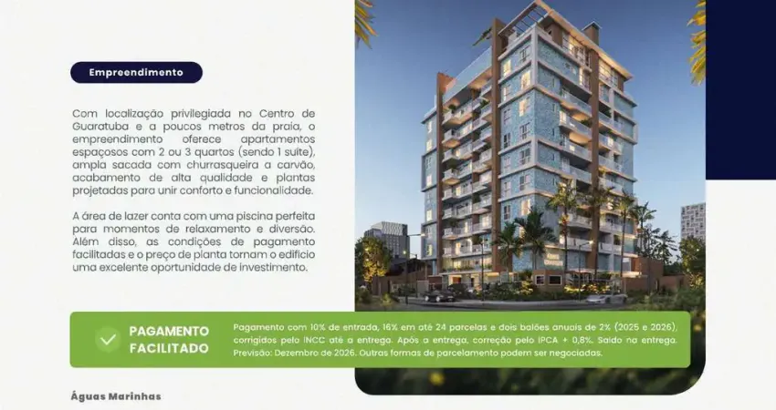 Apartamento no Centro de Guaratuba, 2 quartos sendo 1 suíte, 300 metros do mar