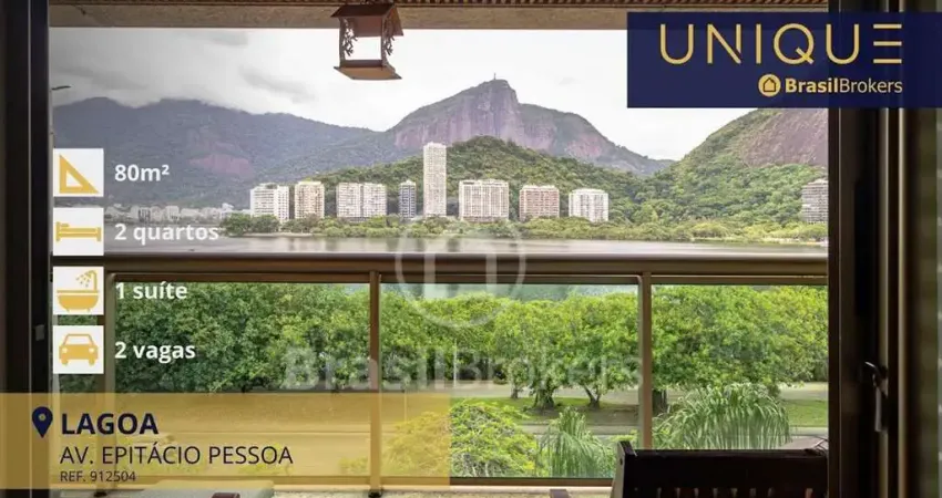 Flat em ipanema com vista deslumbrante para a lagoa, varandão, sala e 2 quartos e 2 vagas .