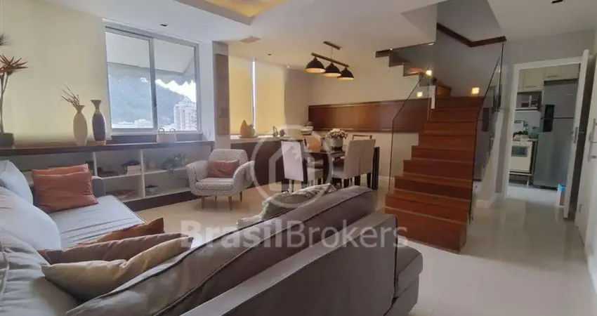 Cobertura duplex na rua dona mariana com 220 m, duas salas, quatro quartos, terraço, piscina e duas vagas. piscina