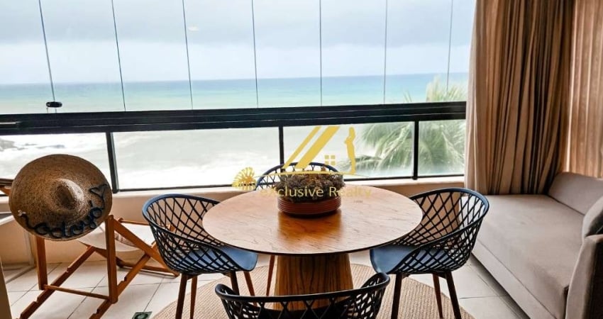 Apartamento 2 quartos finamente decorado e mobiliado frente mar. Edf. Terrazzo Rio Vermelho. Nascente total, na Praia do Buracão! 1 vaga de garagem