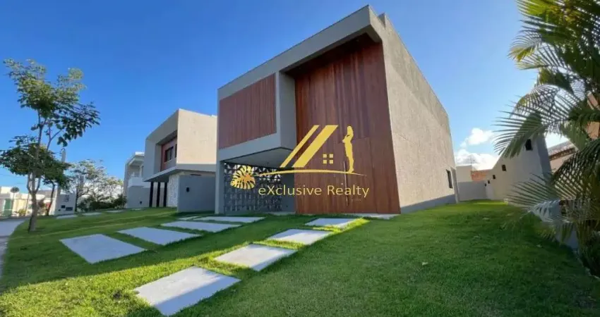 Casa Moderna no Alphaville Litoral Norte 2. 4 suítes com piscina, área gourmet com churrasqueira! 294m2 de área construída, na parte alta! Um charme!