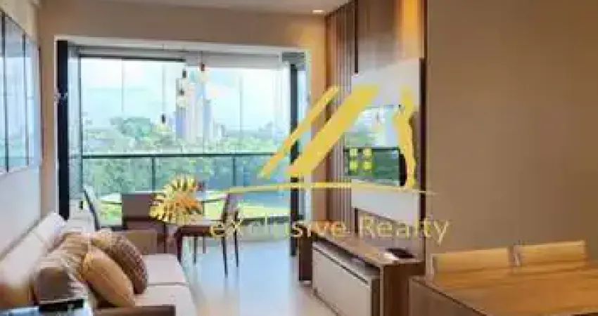 Aluguel de 2 quartos finamente mobiliado e decorado no Beach Class em Ondina. 69m2, 1 suíte. Andar alto. Bem ventilado, com vista para a Avenida