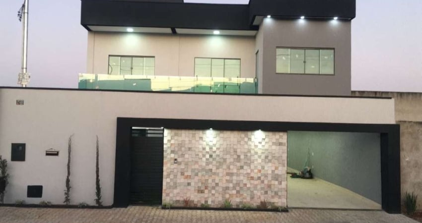 Sobrado à venda em Trindade-GO, Residencial Monte Cristo: 4 quartos, 3 suítes, 3 salas, 5 banheiros, 3 vagas, 283m².