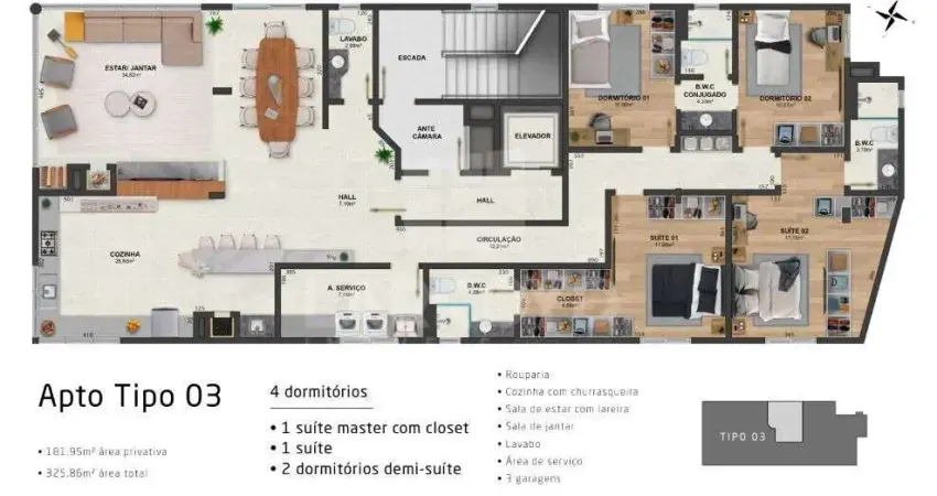Apartamento com 4 quartos à venda na Rua Miguel Inácio Faraco, Vila Moema, Tubarão