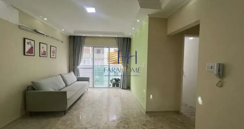 Apto na aparecida , 2 dorm. sendo 1 suite, varanda e vista lateral do mar