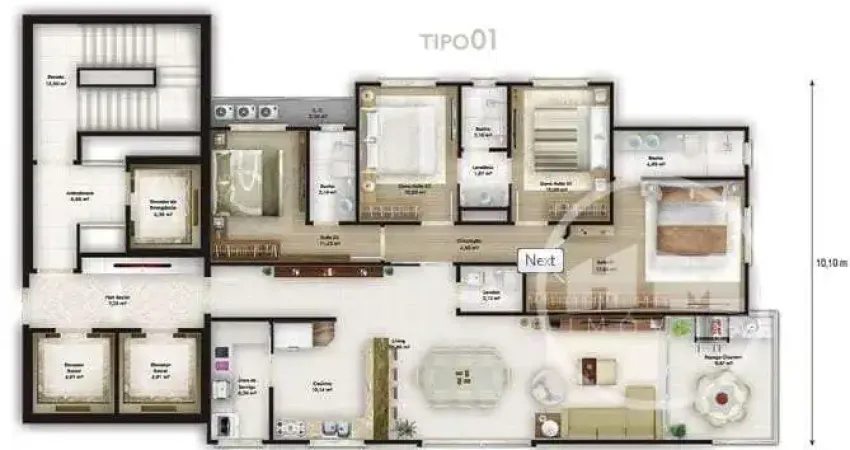 Apartamento com 4 quartos à venda na Avenida Segunda Avenida, 1, Meia Praia, Itapema