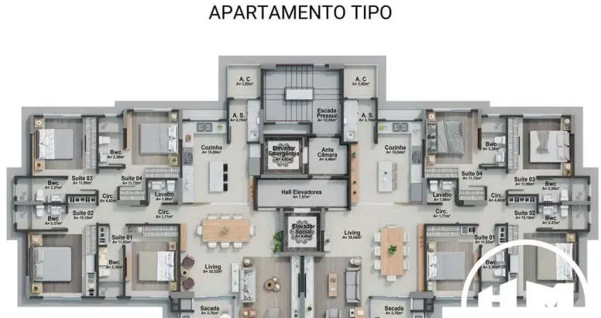 Apartamento novo com 04 suítes à venda, pioneiros, balneário camboriú