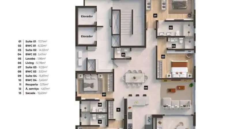 Apartamento em construção com 04 suítes à venda - centro, balneário camboriú