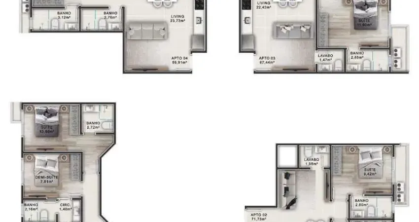 Apartamento a venda 3 dorm (1 suítes e 2 demi) - rua coqueiros - em construção