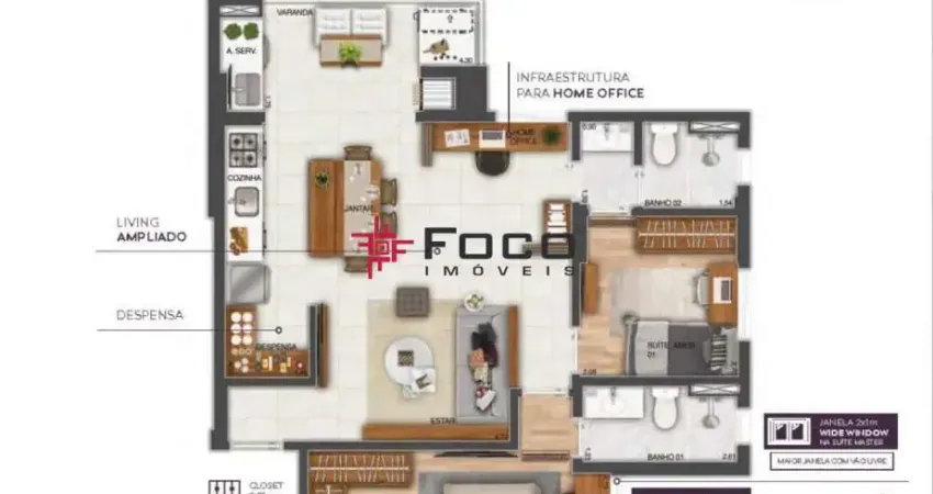 Apartamento á venda - Edifício Wonder - Jardim Satélite - 02 Dormitórios - 02 Suítes - 73,14m²