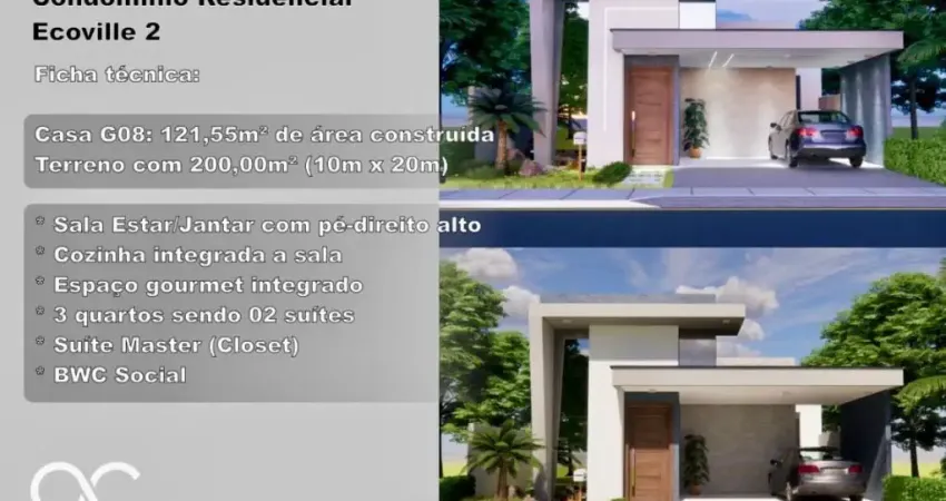 Casa térrea no Cond. Ecoville II, três quartos - 121 m2 - R$500.000,00 - EM CONSTRUÇÃO -  whatsapp:84 9.9145.9638